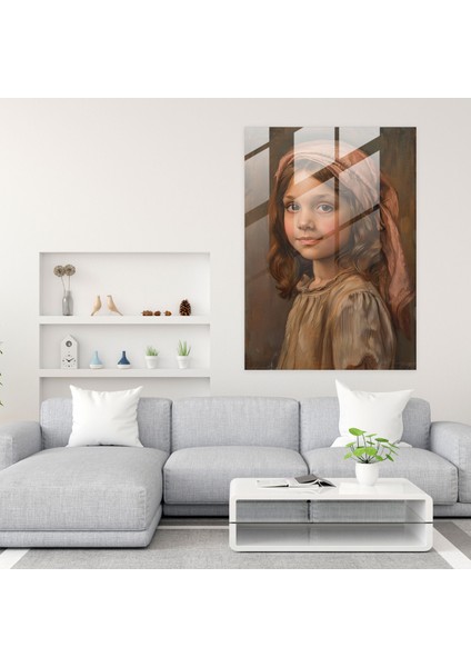 Young Girl Portrait Glass Print 30X45 cm fiyatları
