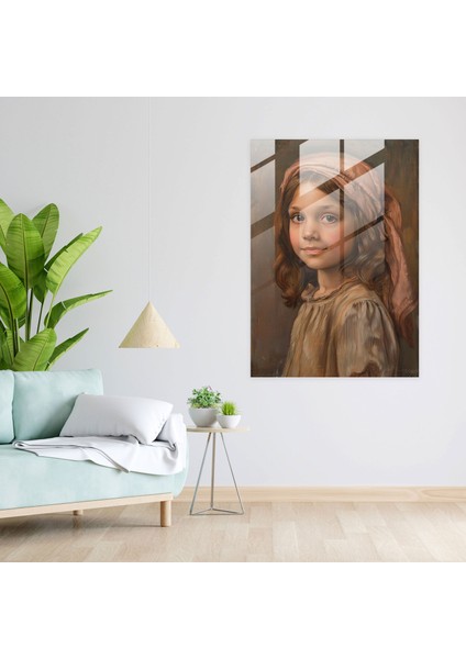 Young Girl Portrait Glass Print 30X45 cm modelleri