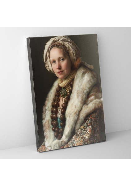 Johannes Vermeer Wall Art - Woman In Fur Coat 30X50 cm