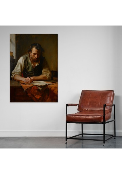 Dutch Realism Man Writing A Letter Duvar Dekorasyonu 30X50 cm fiyatları