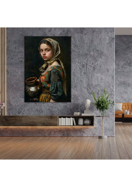 Johannes Vermeer Young Woman With Water Pitcher Wall Art 30X50 cm fiyatları