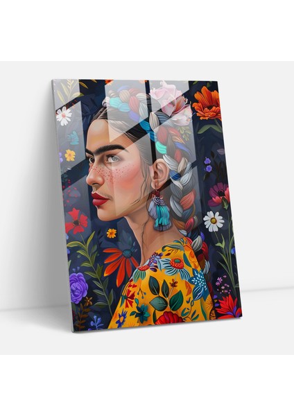 Frida Kahlo Style Glass Print - Frida Kahlo Eserleri 25X35 cm