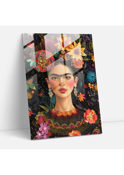 Frida Kahlo Style Cam Duvar Sanatı- Frida Kahlo Eserleri 25X35 cm