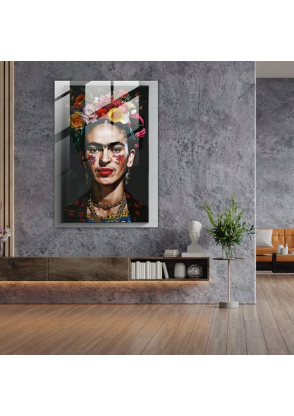 Frida Kahlo Style Glass Print - Frida Kahlo Eserleri 30X45 cm modelleri