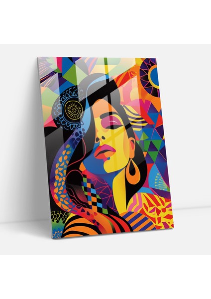 Frida Kahlo Style Glass Art - Frida Kahlo Eserleri 30X45 cm