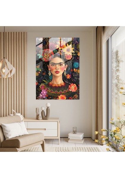 Frida Kahlo Style Cam Duvar Sanatı- Frida Kahlo Eserleri 30X45 cm