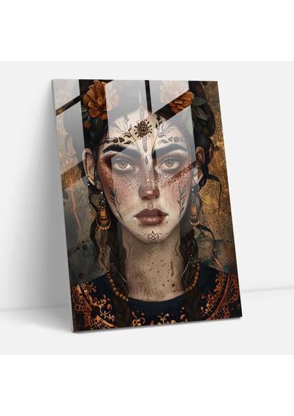 Frida Kahlo Style Cam Duvar Sanatı- Frida Kahlo Eserleri 30X45 cm