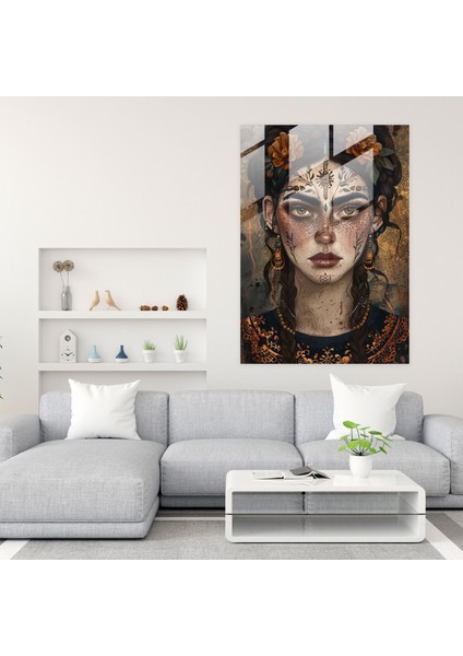 Frida Kahlo Style Cam Duvar Sanatı- Frida Kahlo Eserleri 30X45 cm