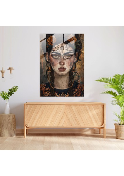 Frida Kahlo Style Cam Duvar Sanatı- Frida Kahlo Eserleri 30X45 cm