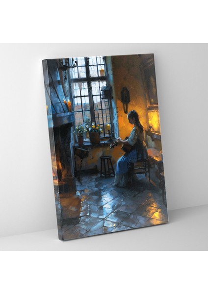 Johannes Vermeer Canvas Print - Woman Playing Musical Instrument 30X50 cm