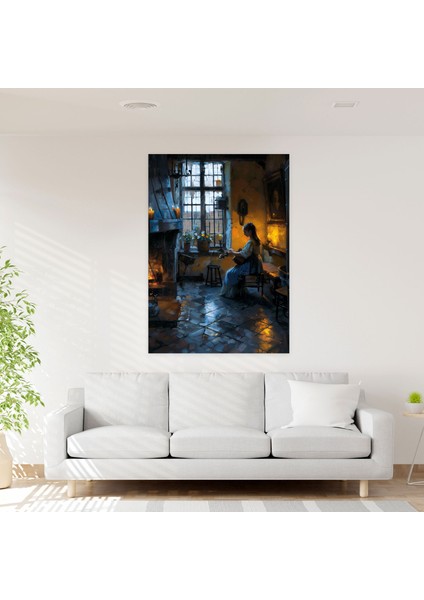 Johannes Vermeer Canvas Print - Woman Playing Musical Instrument 30X50 cm modelleri