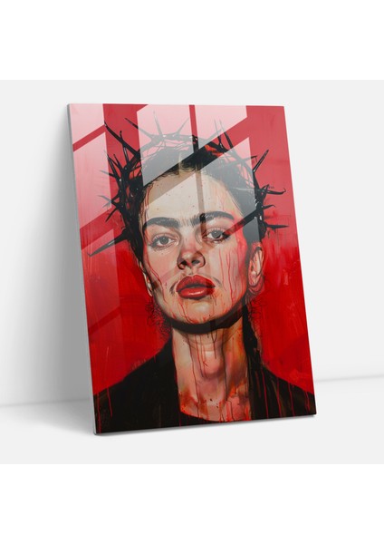 Frida Kahlo Style Glass Ev Dekorasyonu - Frida Kahlo Eserleri 30X45 cm