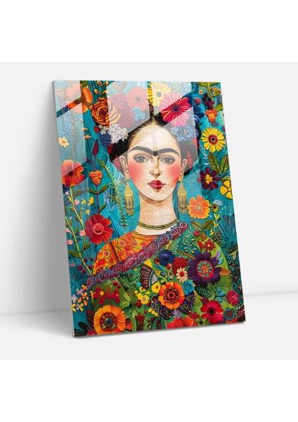 Frida Kahlo Style Glass Print - Frida Kahlo Eserleri 30X45 cm