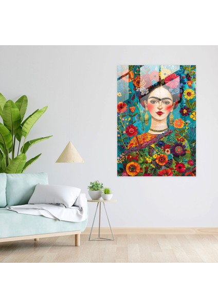 Frida Kahlo Style Glass Print - Frida Kahlo Eserleri 30X45 cm