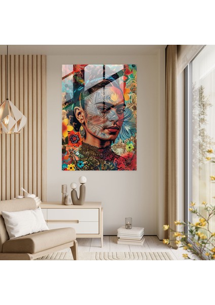 Frida Kahlo Style Glass Print - Frida Kahlo Eserleri 30X45 cm modelleri
