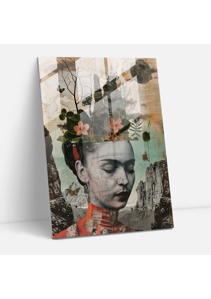 Frida Kahlo Style Cam Duvar Sanatı- Frida Kahlo Eserleri 30X45 cm
