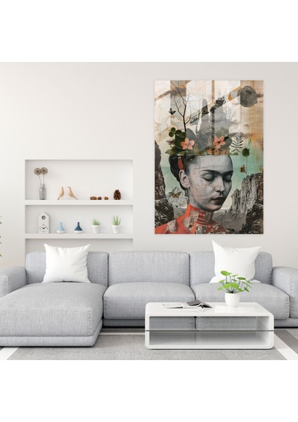 Frida Kahlo Style Cam Duvar Sanatı- Frida Kahlo Eserleri 30X45 cm modelleri
