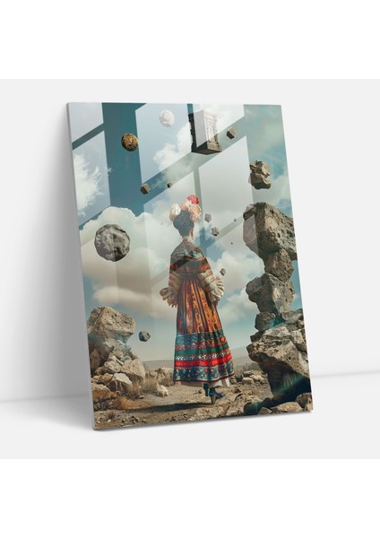 Frida Kahlo Style Glass Print - Frida Kahlo Eserleri 30X45 cm