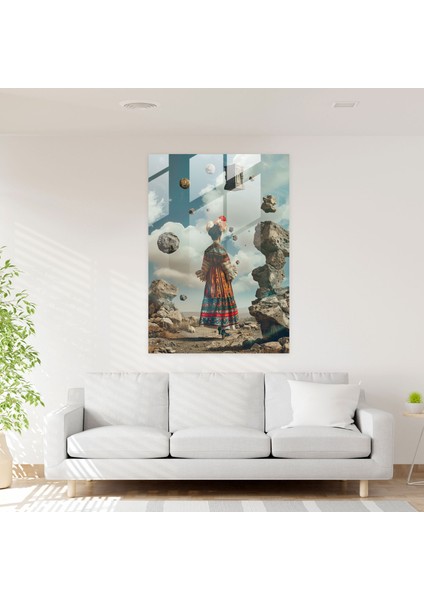 Frida Kahlo Style Glass Print - Frida Kahlo Eserleri 30X45 cm