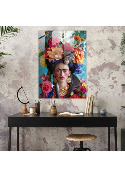 Frida Kahlo Style Glass Print - Frida Kahlo Eserleri 30X45 cm