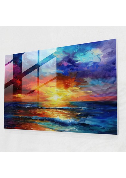 Leonid Afremov Glass Art - Colorful Ocean Sunset - Leonid Afremov 45X30 cm