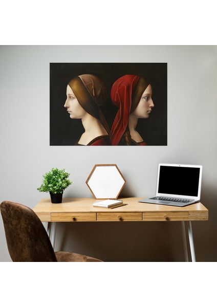 Ginevra De' Benci Canvas Print - Leonardo Da Vinci, Wall Art, Leonardo Da Vinci, Home Decoration, 50 x 30 cm fiyatları