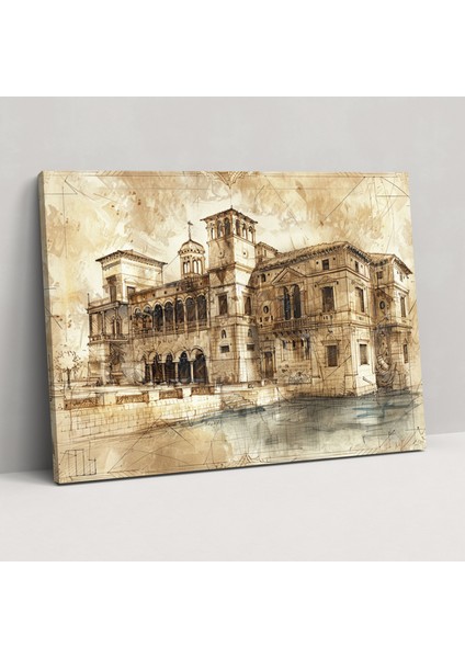 Leonardo Da Vinci Architectural Sketches Wall Art - Leonardo Da Vinci, Leonardo Da Vinci, Canvas Wall Art, Wall Decoration, 50 x 30 cm