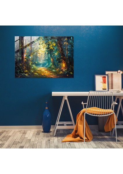 Leonid Afremov Glass Print - Enchanting Forest Fireflies - Leonid Afremov 45X30 cm fiyatları