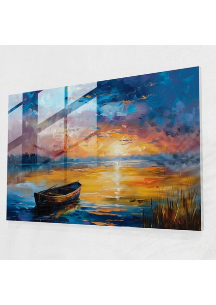 Leonid Afremov Glass Wall Art: Tranquil Sunset Lake - Leonid Afremov, Glass Wall Art, Glass Art, Glass Print, 45X30