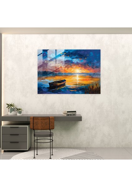 Leonid Afremov Glass Wall Art: Tranquil Sunset Lake - Leonid Afremov, Glass Wall Art, Glass Art, Glass Print, 45X30