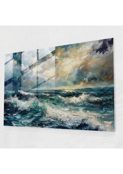 Leonid Afremov Glass Wall Art - Stormy Seascape Glass Print - Leonid Afremov, Leonid Afremov, Wall Decoration, Home Decoration, 45X30