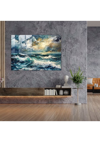 Leonid Afremov Glass Wall Art - Stormy Seascape Glass Print - Leonid Afremov, Leonid Afremov, Wall Decoration, Home Decoration, 45X30 modelleri