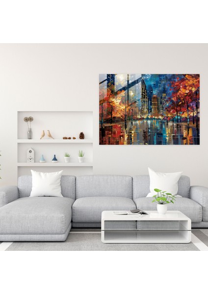 Leonid Afremov Cam Baskı Şehir Manzarası Duvar Sanatı - Leonid Afremov, Cam Baskı, Leonid Afremov, Modern Sanat, 45X30