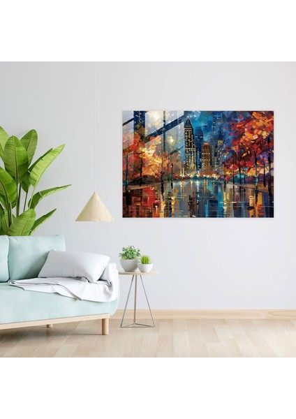 Leonid Afremov Cam Baskı Şehir Manzarası Duvar Sanatı - Leonid Afremov, Cam Baskı, Leonid Afremov, Modern Sanat, 45X30