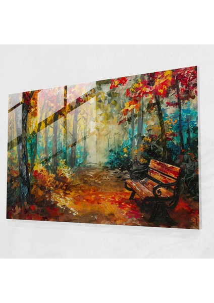 Whimsical Park Bench Cam Duvar Sanatı- Leonid Afremov 45X30 cm