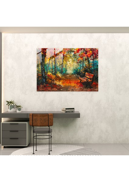 Whimsical Park Bench Cam Duvar Sanatı- Leonid Afremov 45X30 cm fiyatları