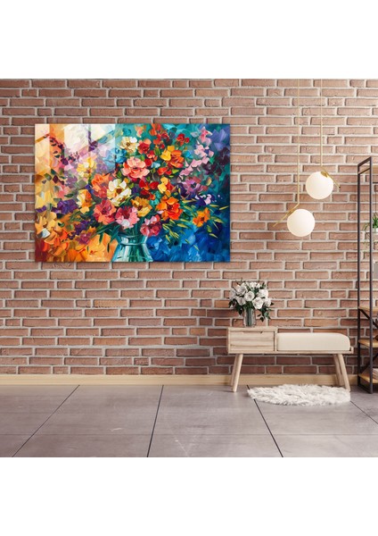 Leonid Afremov Cam Duvar Sanatı- Vibrant Bouquet In Vase - Leonid Afremov 45X30 cm fiyatları