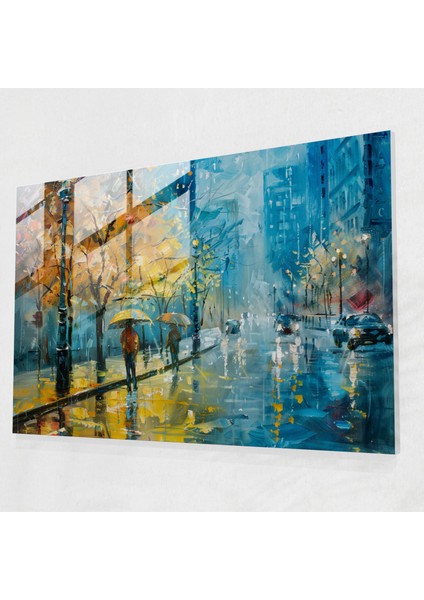 Rainy City Street Cam Duvar Sanatı- Leonid Afremov 45X30 cm