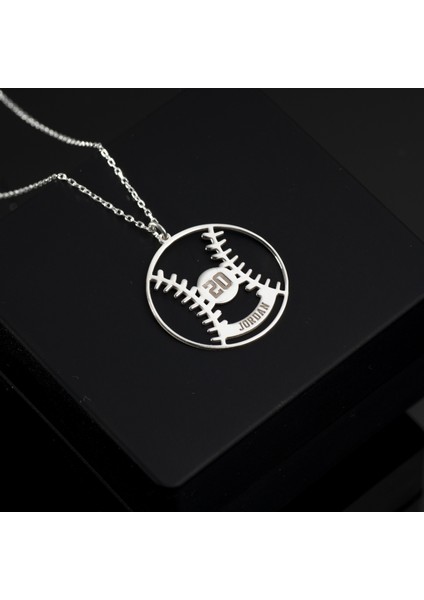 925 Ayar Gümüş Beyzbol Topu Isim Kolye Özel Tasarım