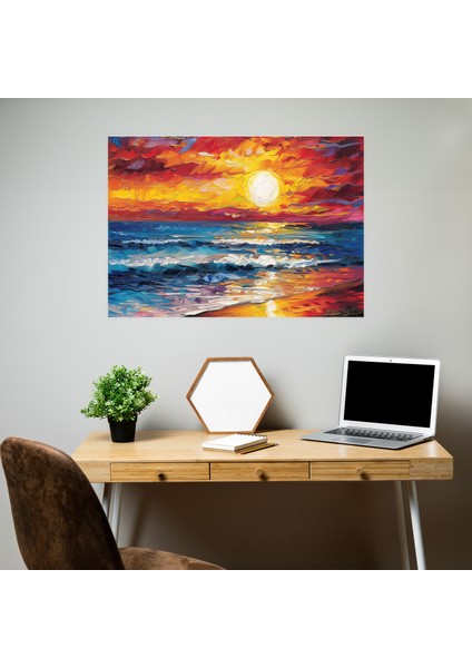 Leonid Afremov Beach Sunset Canvas Print - Leonid Afremov 100X70 cm