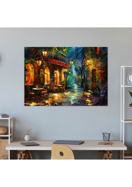 Cozy Cafe Canvas Print - Leonid Afremov 50X30 cm