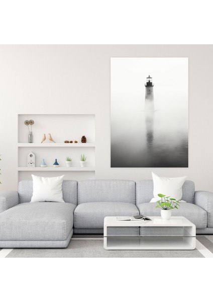 Minimalist Lighthouse Wall Art - Lighthouse, Canvas, Canvas Print, Fog, 30X50