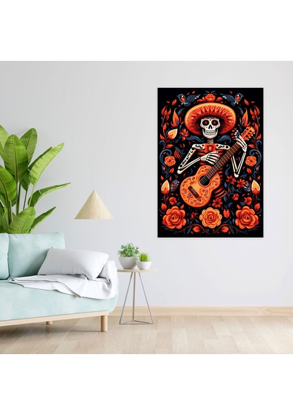 Los Muertos Wall Decoration - Los Muertos, Fiery-Eyed Skeleton, Canvas, Canvas Print, 30X50