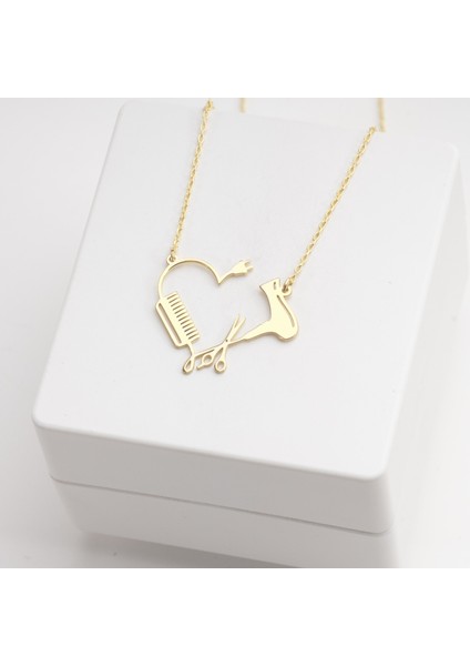 925 Ayar Gümüş Kuaför Beber Kalpli Kolye Özel Seri modelleri