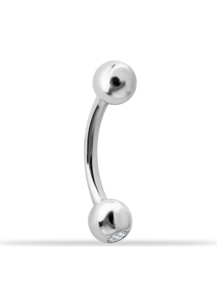 14 Ayar Altın Tek Tarafı Taşlı Top Göbek Piercing