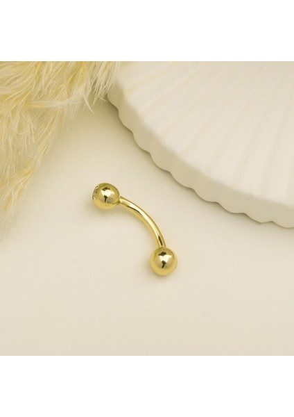 14 Ayar Altın Tek Tarafı Taşlı Top Göbek Piercing