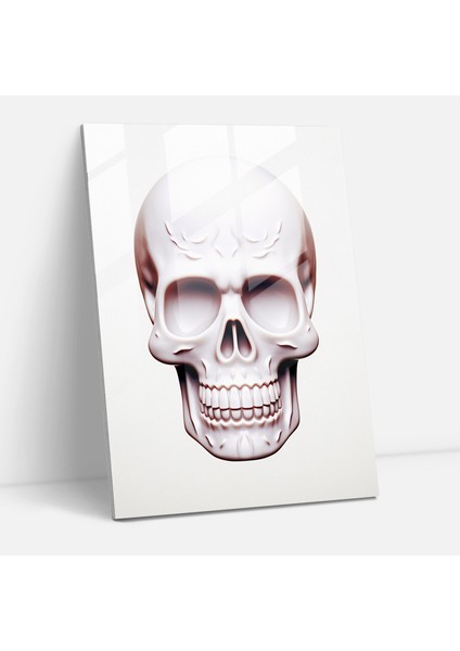 Minimalist Sugar Skull Glass Print - Los Muertos, Understated Design, Clean White Background, Glass Print, 30X45
