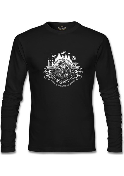 Hp - Büyücüler Okulu Siyah Erkek Sweatshirt