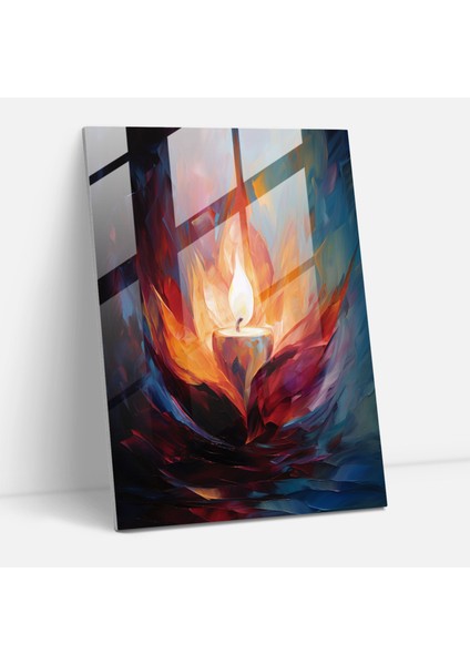 Cam Baskı Mum Alevi - Mum 30X45 cm
