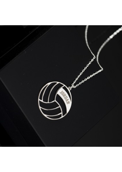 925 Ayar Gümüş Voleybol Topu Isimli Kolye Özel Tasarım
